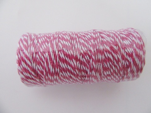 100Yards Pink White Cotton Bakers Twine String Cord Rope Craft - Click Image to Close