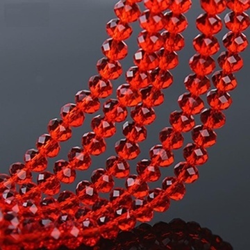10Strand x 68Pcs Red Rondelle Faceted Crystal Beads 8mm - Click Image to Close