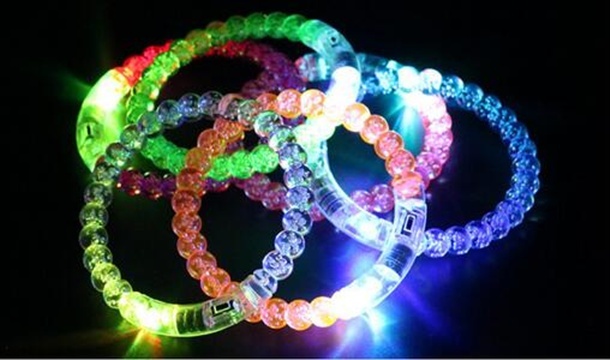 24Pcs Beaded Bubble Flashing Bracelet Bangle Disco Party Favor - Click Image to Close