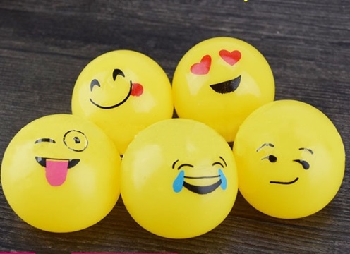 12 Funny Squishy Vivid Yellow smile face emoji Sticky Toys Mixed - Click Image to Close