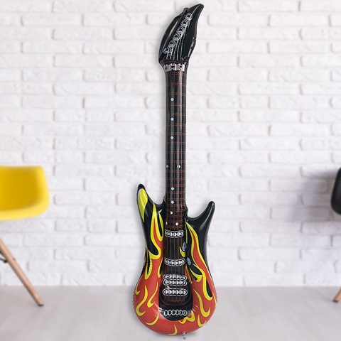 12 Inflatable Fire Flame Guitar Blow-up Toys 90cm 12 Inflatable Fire Flame Guitar Blow-up Toys 90cm
