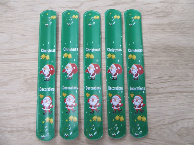 100X Christmas Reflective Magic Ruler Slap Band Bracelets Green - Click Image to Close