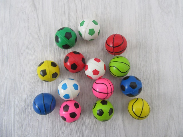 100X Sporty Football Basketball Rubber Bouncing Balls 30mm Dia - Click Image to Close