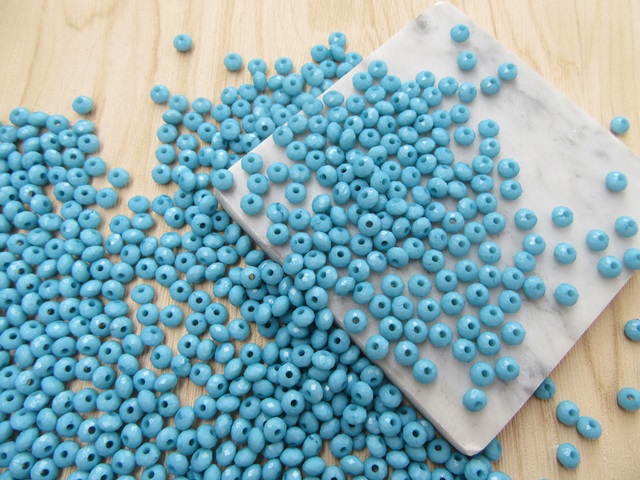 3000Pcs Flat Round Faceted Spacer Beads 6x4mm - Blue - Click Image to Close