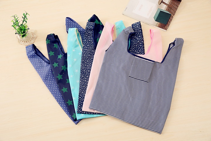 12Pcs Star Stripe Etc Foldable Folding Shopping Shoulder Bags - Click Image to Close