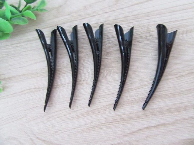 100pcs Black Single Horn Shape Hairstyle Alligator Hair Clip Bar - Click Image to Close