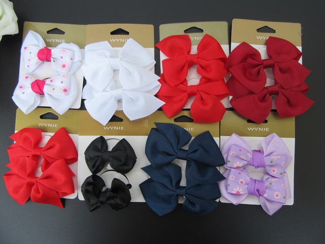 12Sets x 2Pcs Hair Clips with Bowknot Top for Girls Mixed - Click Image to Close