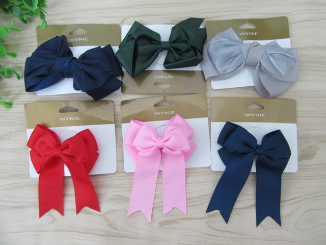 12Pcs New Hair Clips with Bowknot Top Mixed Color - Click Image to Close