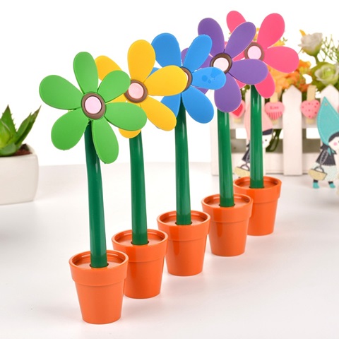 8Pcs Heronsbill Sunflower Style Ball Point Pens Mixed Color - Click Image to Close