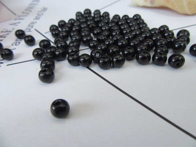 1400Pcs Black Round Glass Beads 6mm Dia. 1400Pcs Black Round Glass Beads 6mm Dia.
