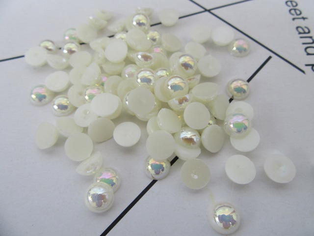 1000Pcs Ivory 8mm Semi Simulated Pearl Bead Flatback - Click Image to Close