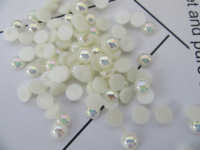 500Pcs Ivory 10mm Semi Simulated Pearl Bead Flatback - Click Image to Close
