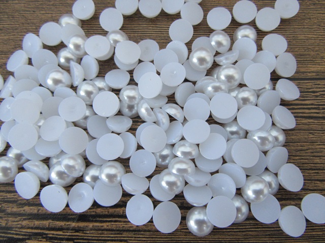 1000Pcs 10mm White Semi Simulated Pearl Bead Flatback - Click Image to Close