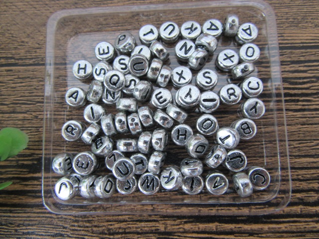 12Pkts X 78Pcs Round Flat Alphabet Beads Retail Package - Click Image to Close