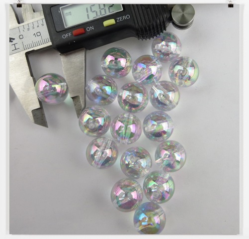 3Packets X 48Pcs Plastic AB Color Clear Round Beads 16mm Dia. - Click Image to Close
