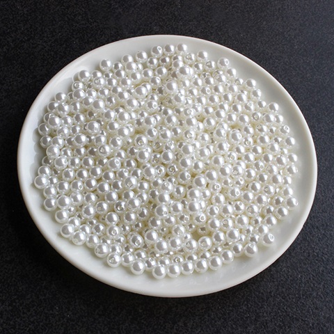 1000 Plastic White Simulate Pearl Loose Beads 10mm - Click Image to Close