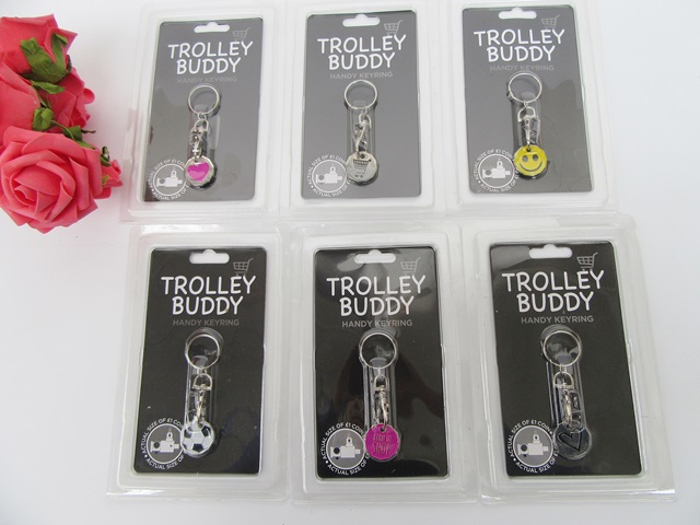 9Pcs Metal Trolley Buddy Handy Keyring Keychain Retail Package - Click Image to Close