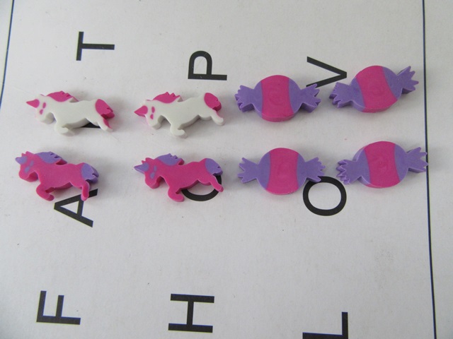 4Packets X 50Pcs Cartoon Dog Unicorn Etc Erasers Stationery 4Packets X 50Pcs Cartoon Dog Unicorn Etc Erasers Stationery