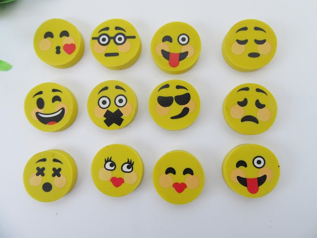 72Pcs Yellow Smile Face Emoji Erasers 25x6mm 72Pcs Yellow Smile Face Emoji Erasers 25x6mm