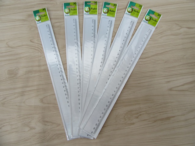 25Pcs 30cm Length Measure Clear Straight Edge Ruler - Click Image to Close