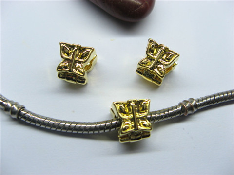 10 Gold Plated Butterfly European Stopper Beads Clips pa-c21 - Click Image to Close