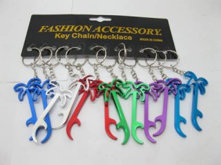 48 Aluminium Coconut Tree Bottle Opener Key Ring Mixed Colour - Click Image to Close