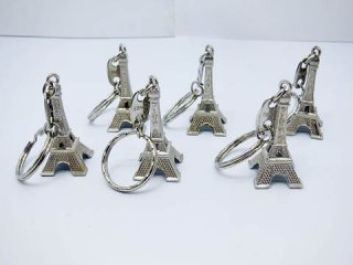 50Pcs New Nickle Plated France Eiffel Tower Key Rings - Click Image to Close
