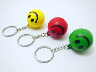 60 Anti-Stress PU Foam Smile face Ball Key Ring 30mm - Click Image to Close