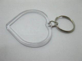 40Pcs Clear Heart Photo-Frame Key Rings Keyrings - Click Image to Close