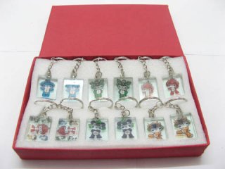 48Pcs Fuwa Glass Tag Key Rings-5 Designs 48Pcs Fuwa Glass Tag Key Rings-5 Designs