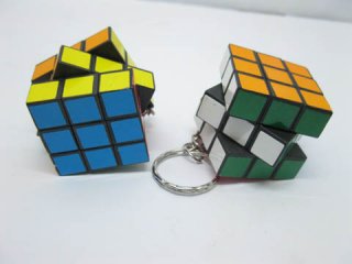 5x 12Pcs Plain Magic Cube Puzzle Key Rings 3x3cm - Click Image to Close