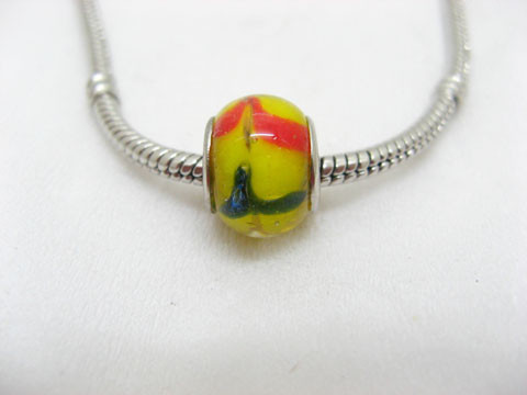 100 Yellow Murano Flower Round Glass Pandora beads be-g281 100 Yellow Murano Flower Round Glass Pandora beads be-g281