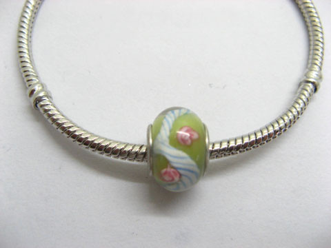 100 Light Green Murano Flower Round Pandora Glass beads 100 Light Green Murano Flower Round Pandora Glass beads
