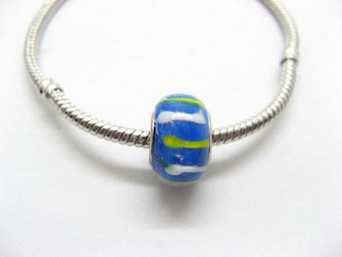 100 Blue Colourful Stripe Glass Pandora beads be-g337 100 Blue Colourful Stripe Glass Pandora beads be-g337