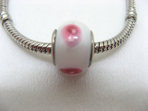 100 White Murano Round Glass Pandora beads be-g354 100 White Murano Round Glass Pandora beads be-g354