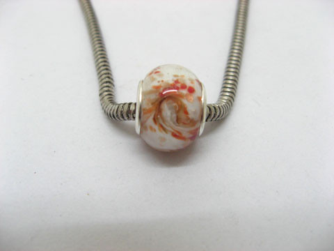 100 White Murano Round Glass European Beads be-g384 - Click Image to Close