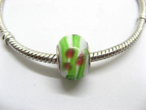 100 White Murano Round Glass Pandora beads be-g327 100 White Murano Round Glass Pandora beads be-g327