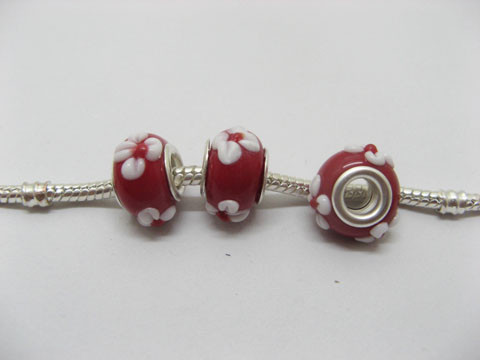 100 Red Lampwork Glass European Beads pa-g29 - Click Image to Close