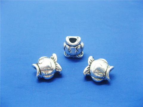100 silver plated alloy metal Fish Pandora Beads - Click Image to Close