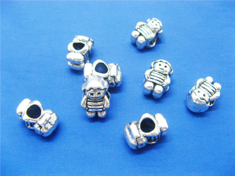 100 silver plated alloy metal Boy Pandora Beads - Click Image to Close
