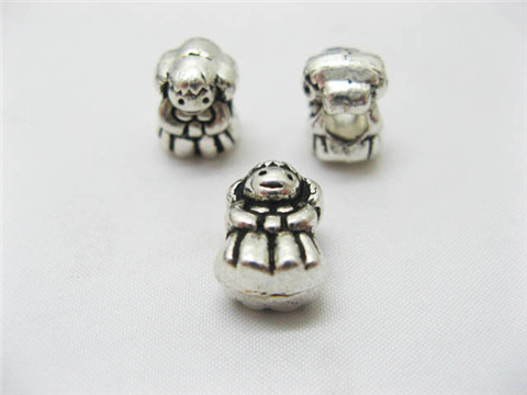 100 silver plated alloy metal Girl Pandora Beads - Click Image to Close