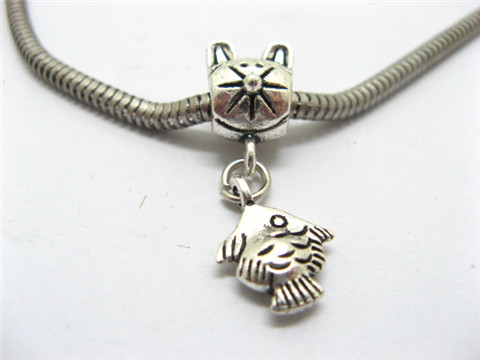 50 Silver Charms Fit European Beads with Fish ac-sp447 - Click Image to Close