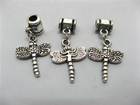 50 Metal Pandora beads With Dragonfly Dangle ac-sp499 50 Metal Pandora beads With Dragonfly Dangle ac-sp499