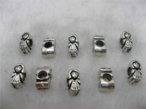 100 Lovely Girl Metal Pandora beads ac-sp598 100 Lovely Girl Metal Pandora beads ac-sp598
