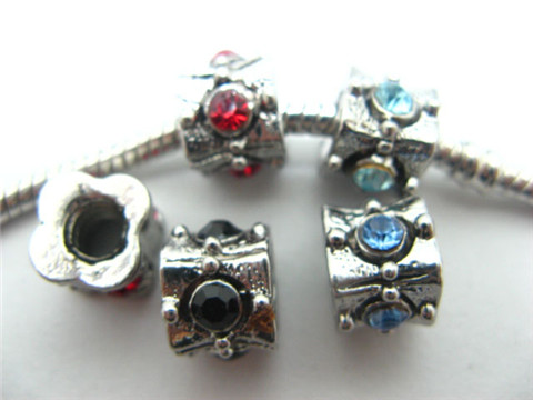 50 Alloy Charms Pandora Thread Beads With Rhinestone ac-sp42 50 Alloy Charms Pandora Thread Beads With Rhinestone ac-sp42