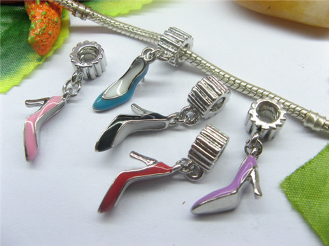 10 European Thread Beads with High-heel Shoe Dangle ac-sp433 - Click Image to Close