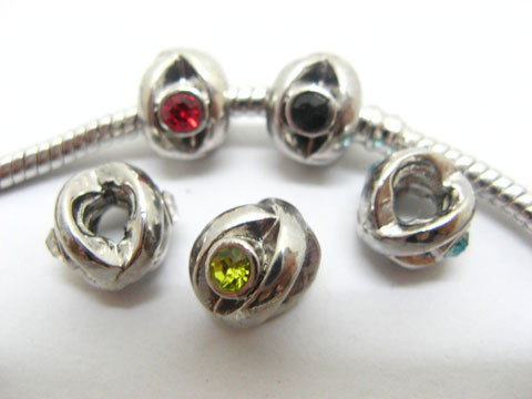 50 Alloy Fit Pandora Beads With Rhinestone ac-sp424 50 Alloy Fit Pandora Beads With Rhinestone ac-sp424