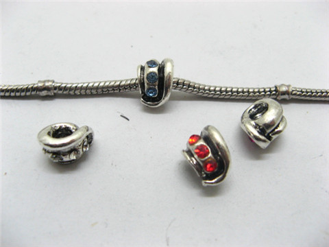 20 European Thread Beads With Rhinestone ac-sp479 - Click Image to Close