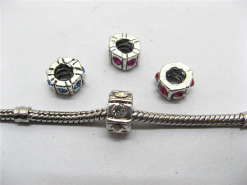 20 European Thread Beads With Rhinestone ac-sp496 - Click Image to Close
