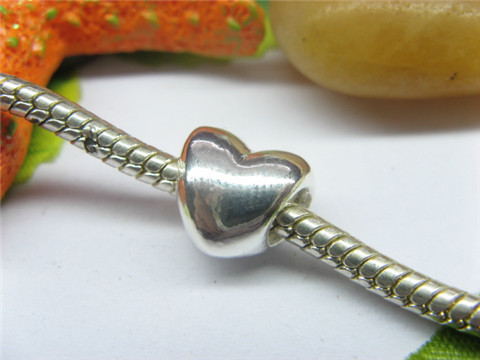 10 Silver Plated Heart Thread European Beads ac-sp529 - Click Image to Close